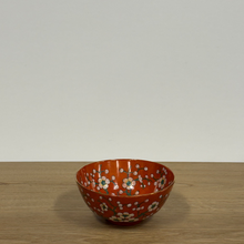 Load image into Gallery viewer, Vintage Hand Painted Enamelware Pewter Bowl w/ Porcelain - Cherry Blossom Design