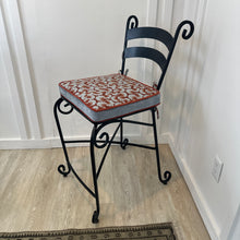 Load image into Gallery viewer, Vintage Black Iron Barstool w/ Custom Upholstery
