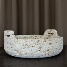Load image into Gallery viewer, Travertine Shallow Bowl - 10"d
